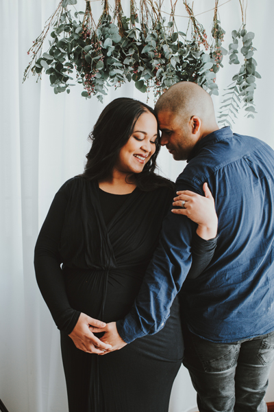 black dress maternity photos