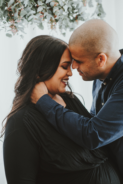 black dress maternity photos