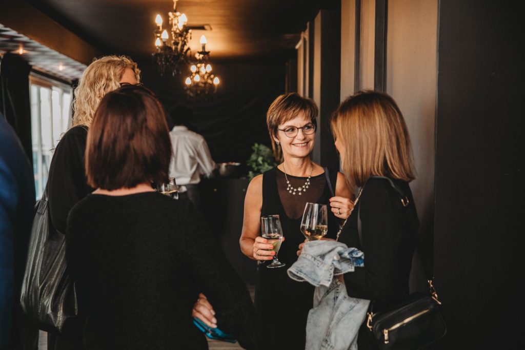 Guests enjoying gourmet canapés and drinks during the GREAT Awards celebration