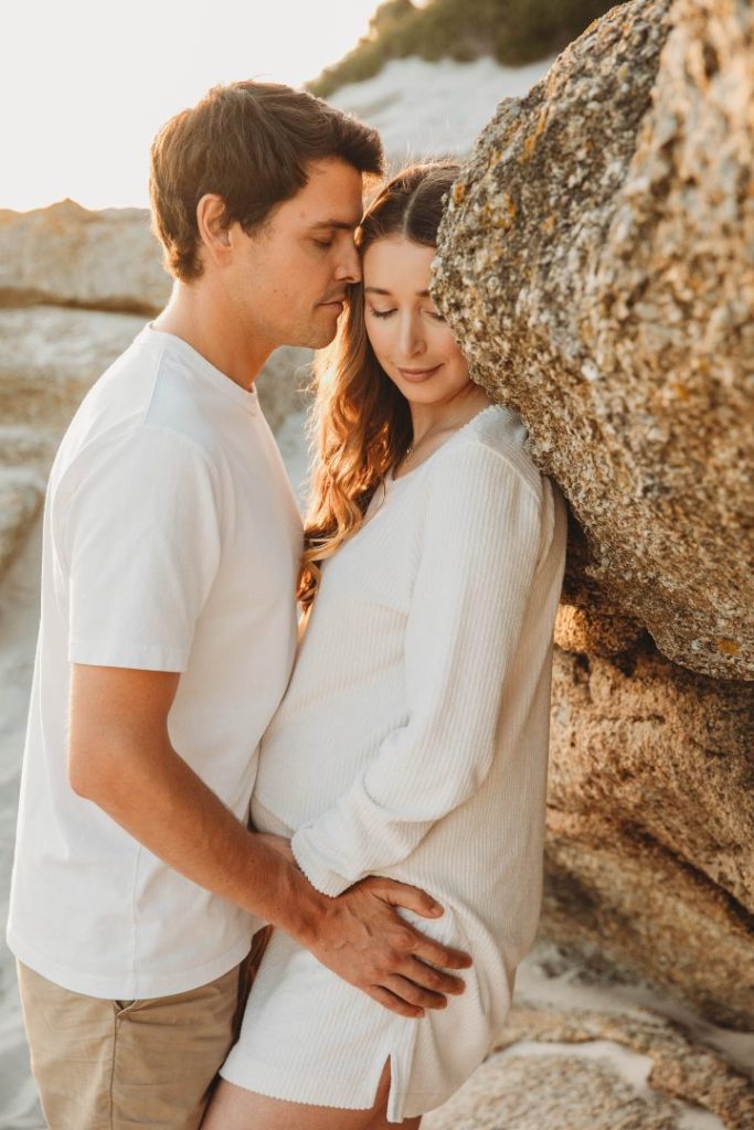 Maternity shoot at Noordhoek Beach Cape Town during golden hour