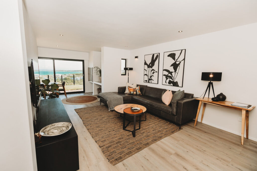 Open plan lounge in Still Bay vacation rental