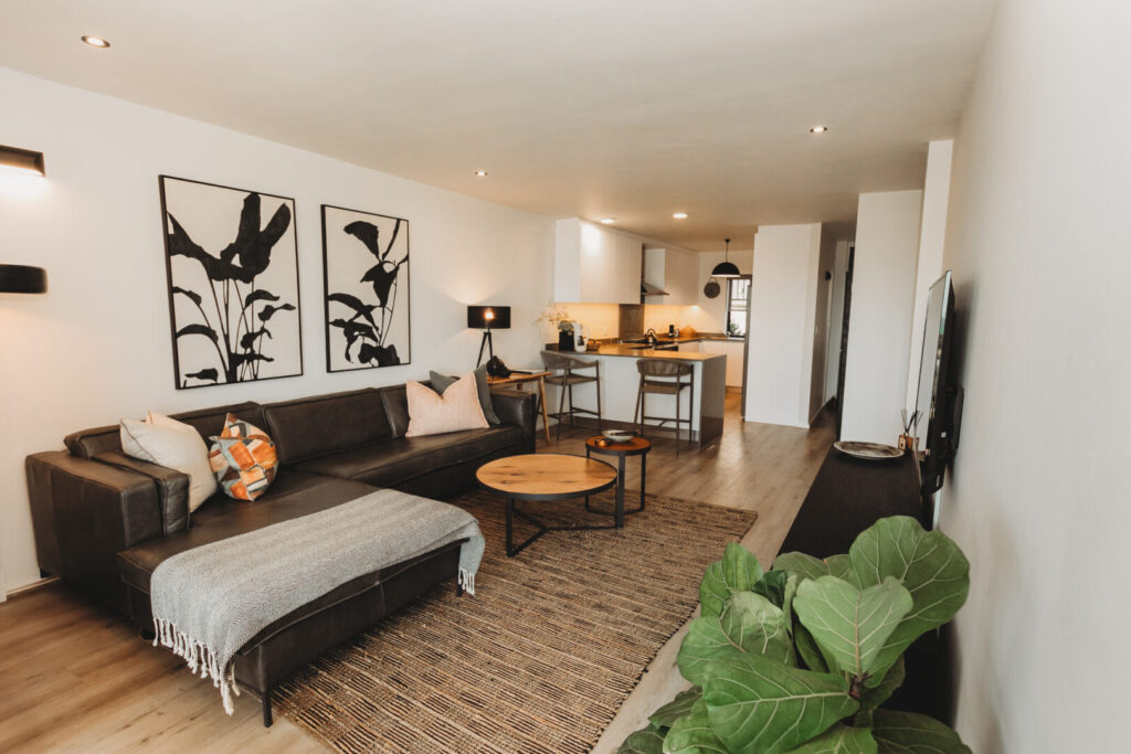 Bright living room in Still Bay Airbnb