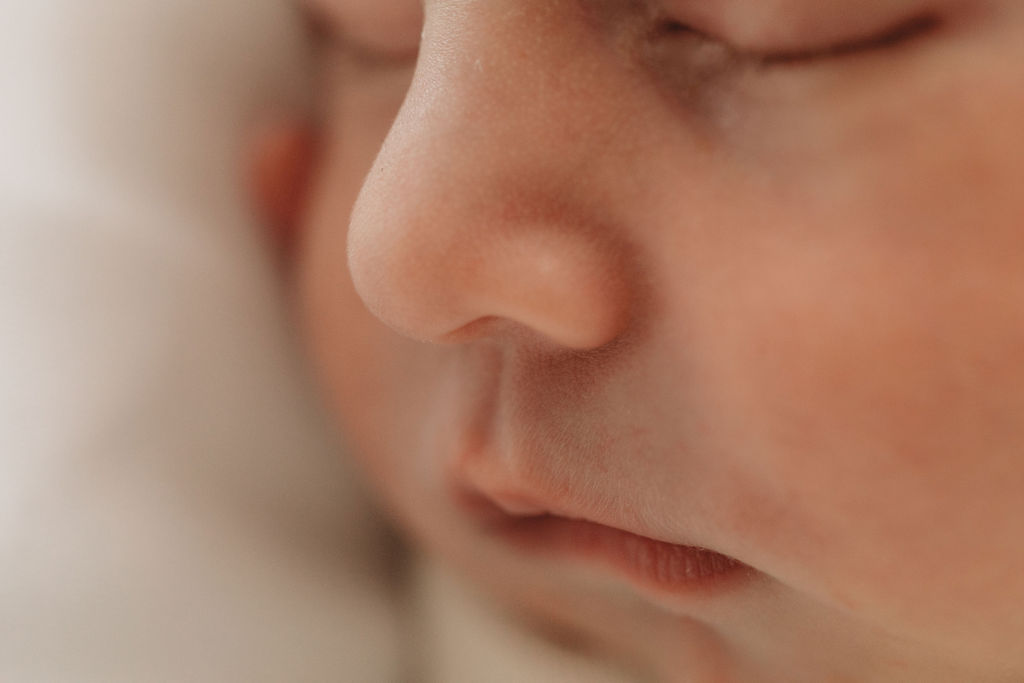newborn baby nose macro photo